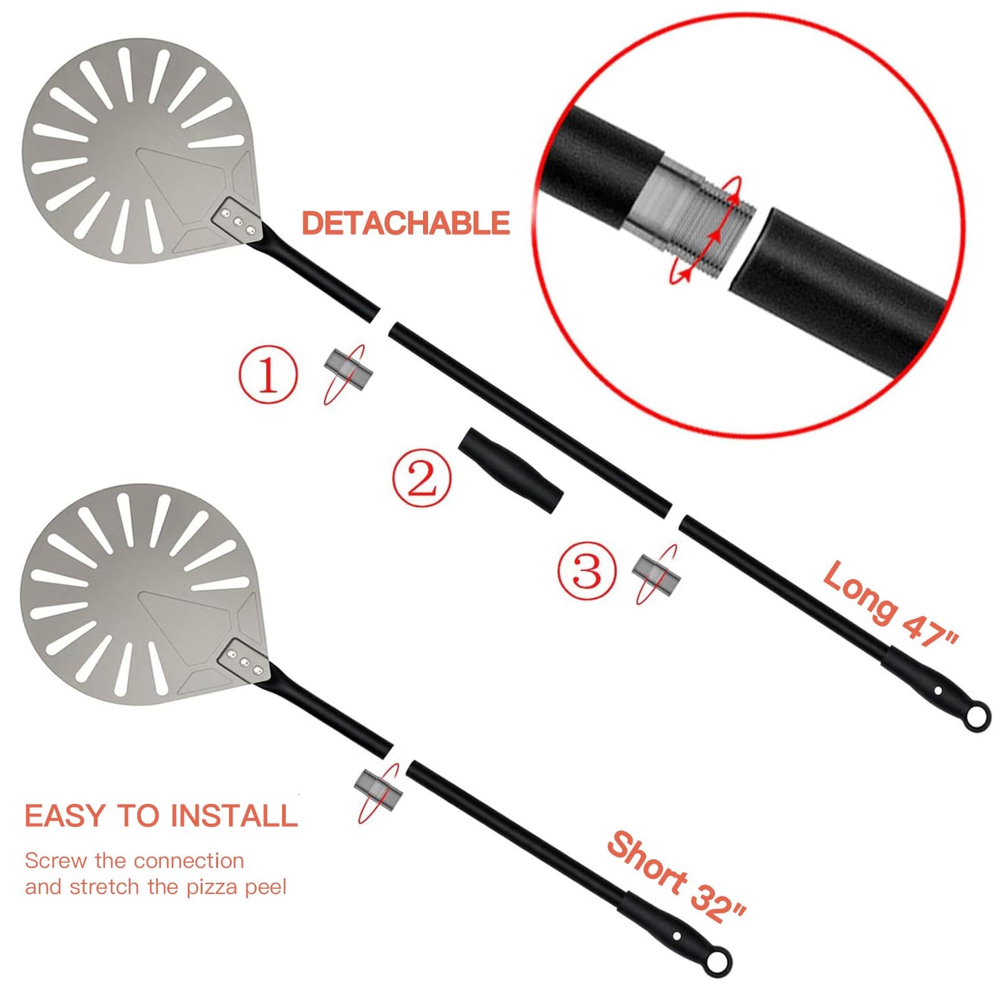 Aluminum Pizza Turning Peel with Extended Silcone Handle