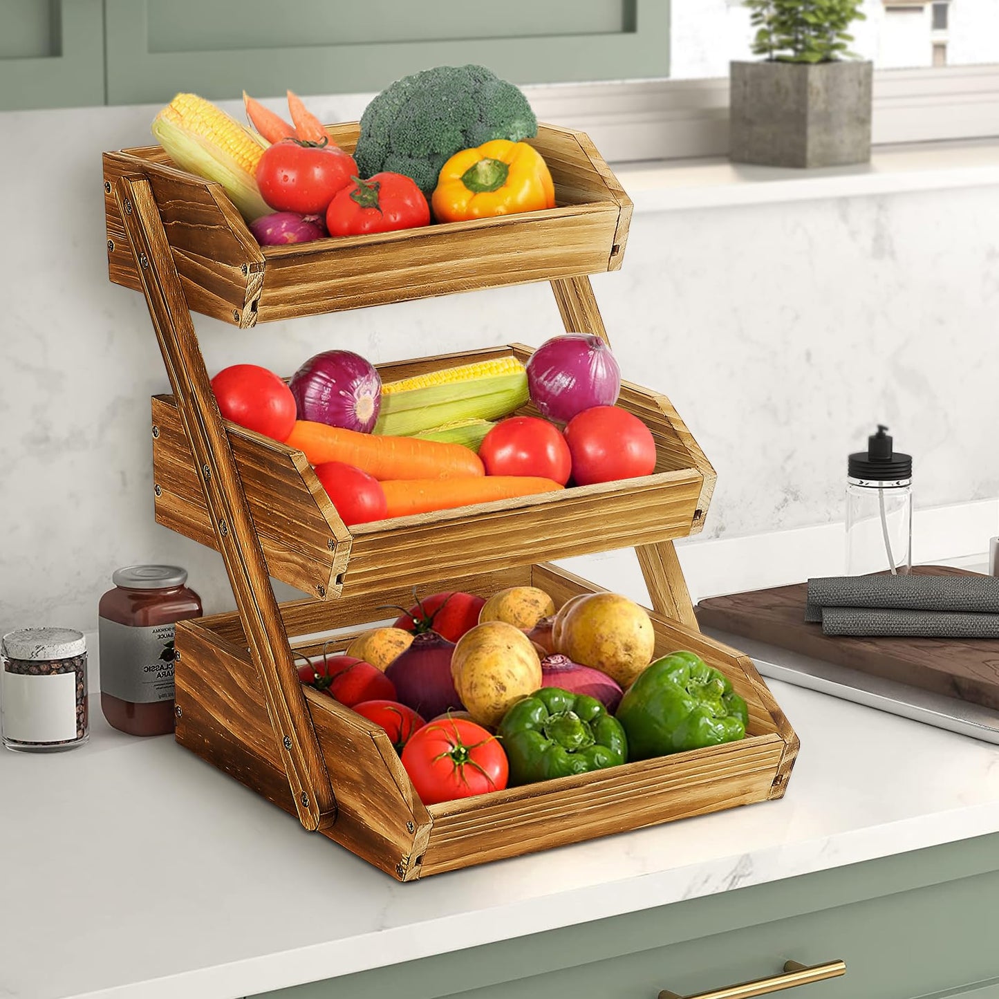 3-Tier Space-Optimizing Tiered Fruit Basket with Natural Ventilation System