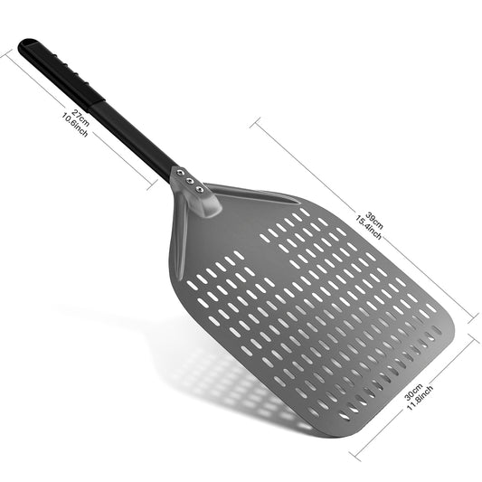 12" Professional Pizza Peel – Hard-Anodized Aluminum with Detachable Handle | Perforated Non-Stick Oven Shovel for Homemade Pizza & Bread | Compact Storage Design