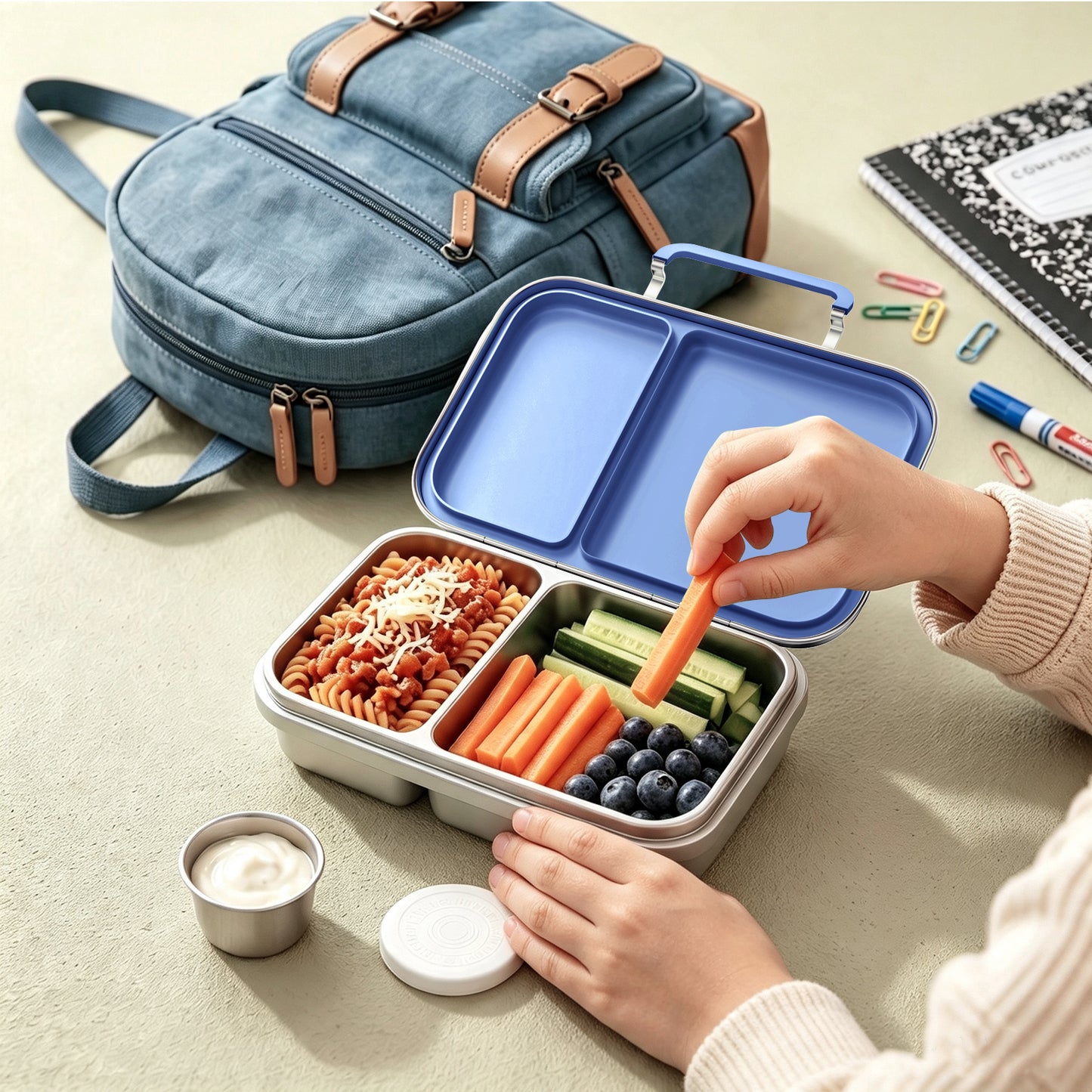 G.a HOMEFAVOR l Leak-Proof Stainless Steel Lunch Box 2-Compartment 600 ml