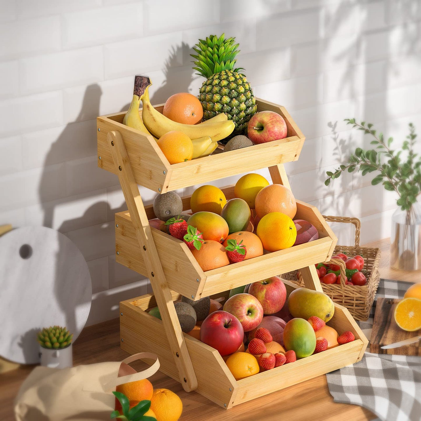 3-Tier Space-Optimizing Tiered Fruit Basket with Natural Ventilation System
