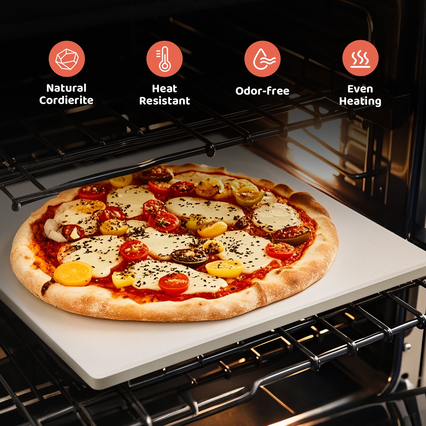 Professional Cordierite Pizza Stone - 32x32cm Baking Stone for Perfect Crusts