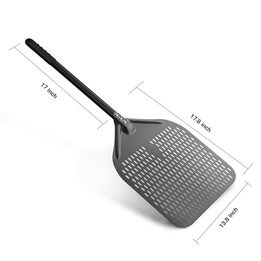 14" Professional Pizza Peel – Hard-Anodized Aluminum with Detachable Handle | Perforated Non-Stick Oven Shovel for Homemade Pizza & Bread | Compact Storage Design