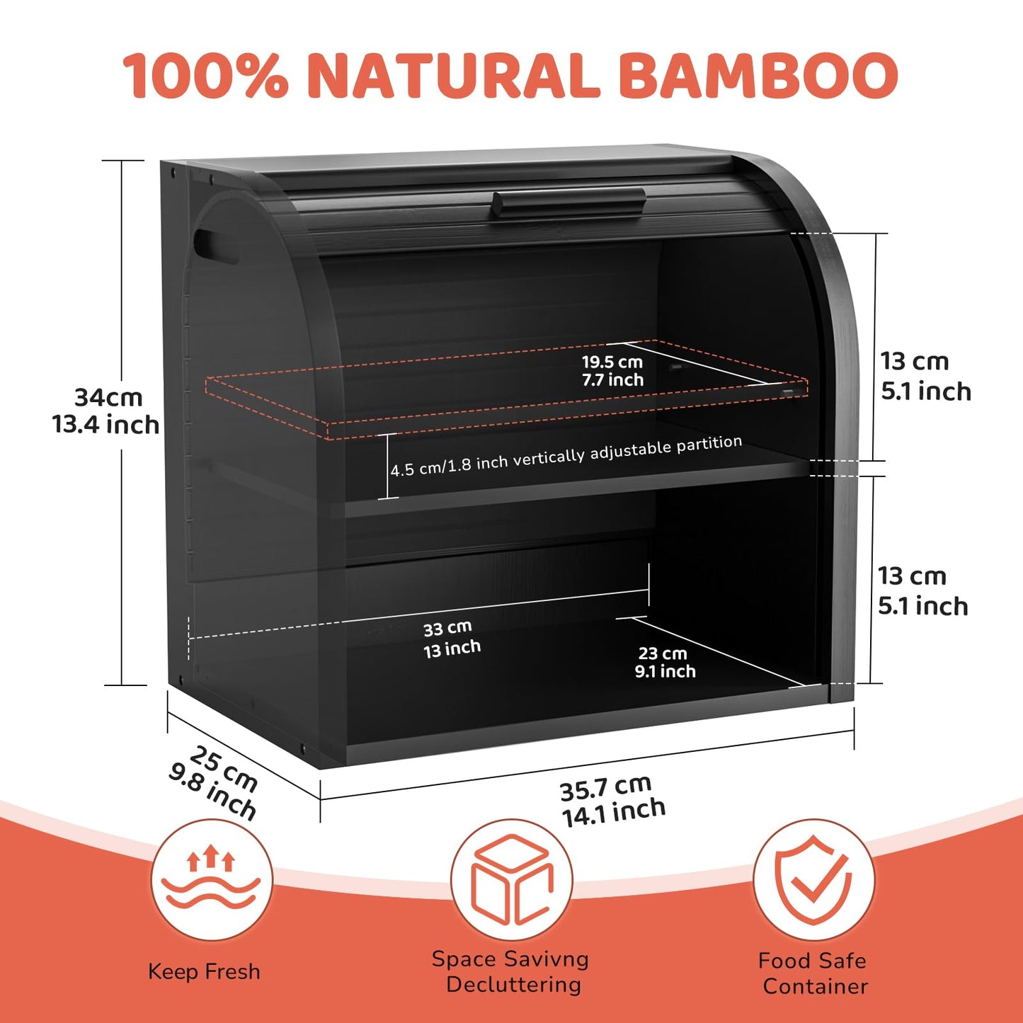 Double-Decker Bamboo Bread Bin - Self-Assembly Storage with Pet-Proof Freshness