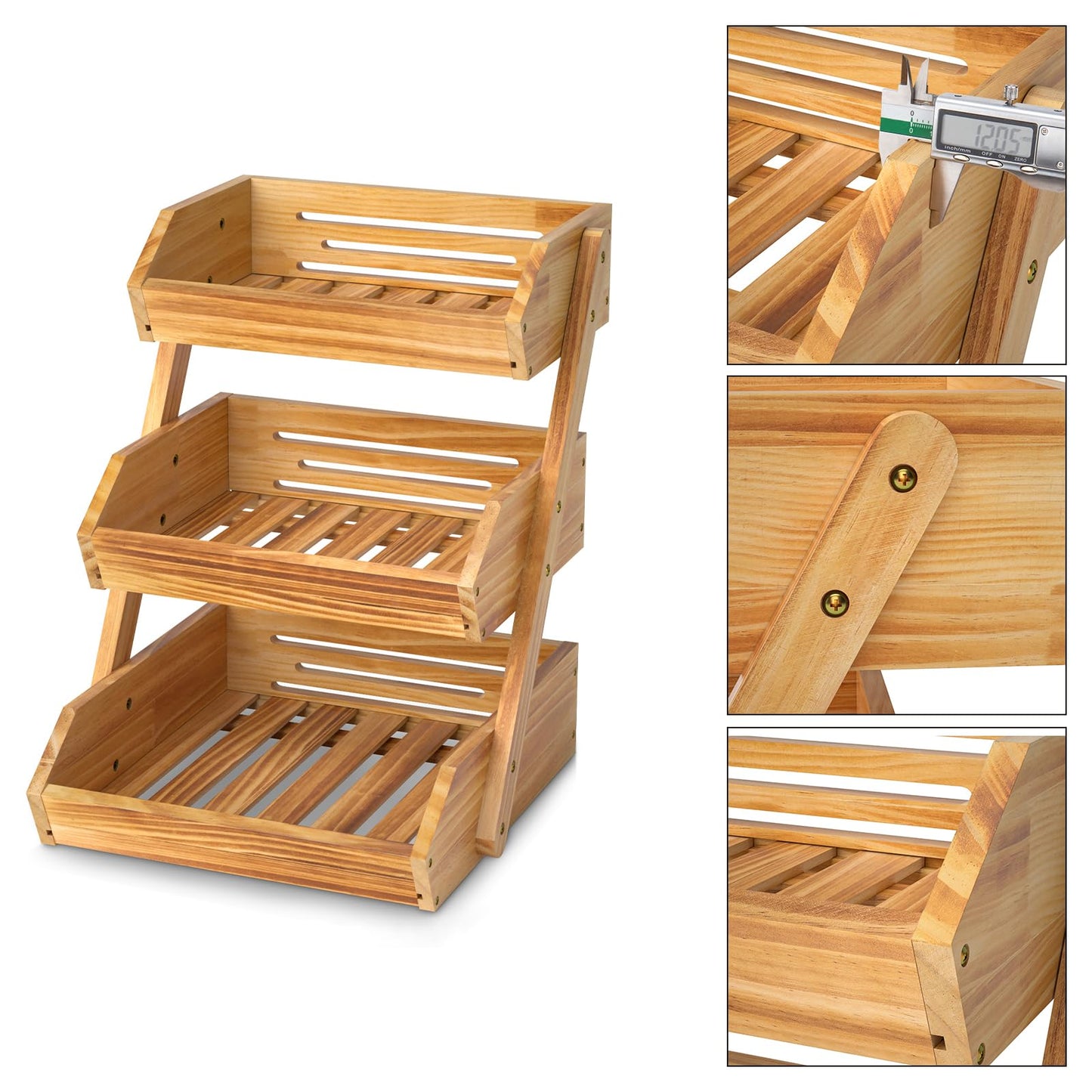 3-Tier Space-Optimizing Tiered Fruit Basket with Natural Ventilation System