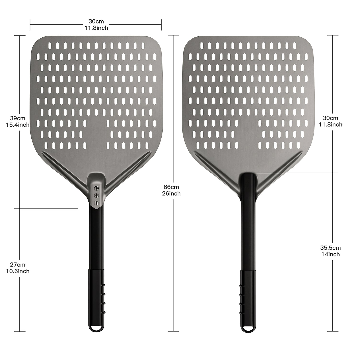 Premium-Pizzaschaufel-Set | Eloxiertes Aluminium & extralange Griffe