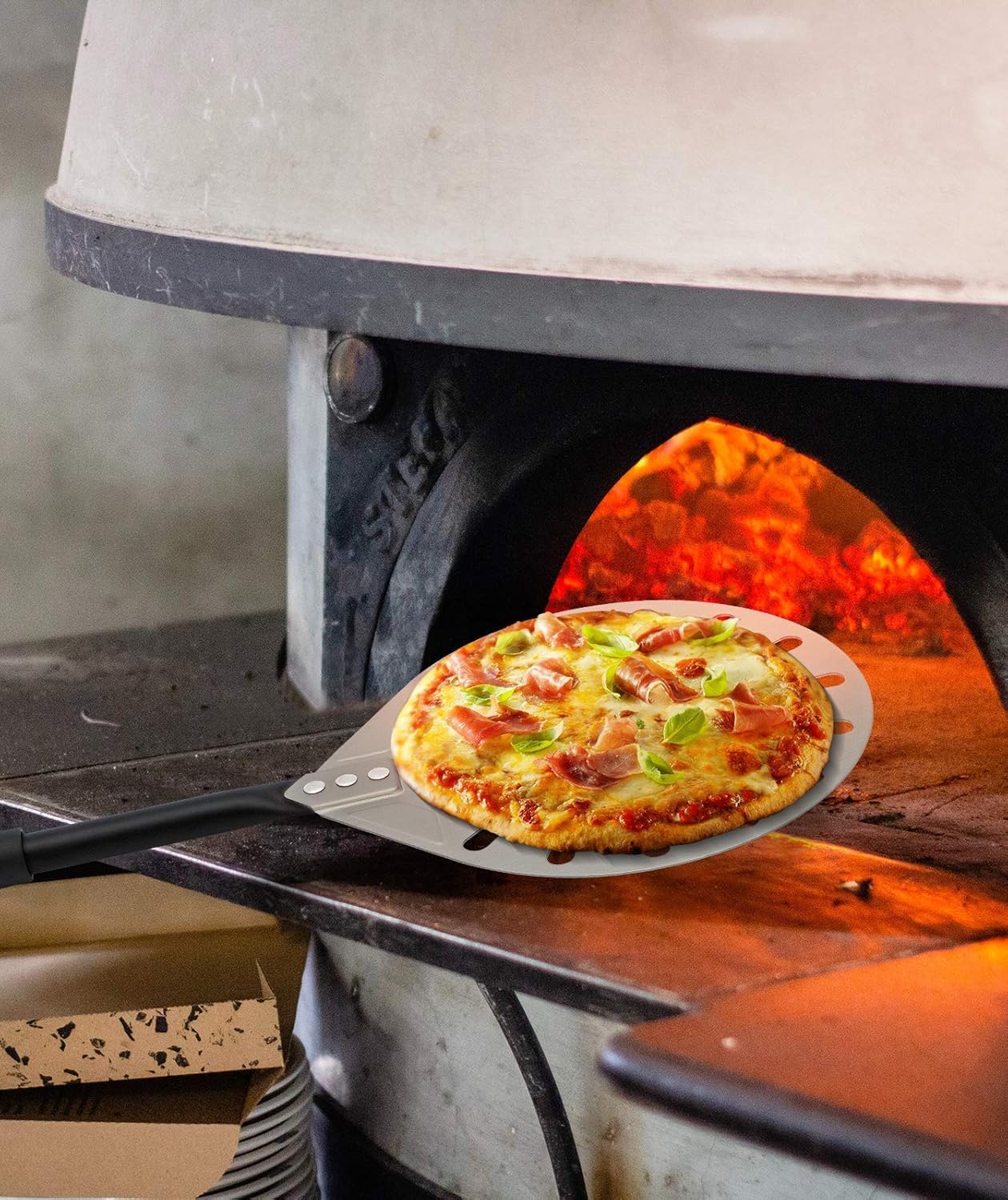 Aluminum Pizza Turning Peel with Extended Silcone Handle