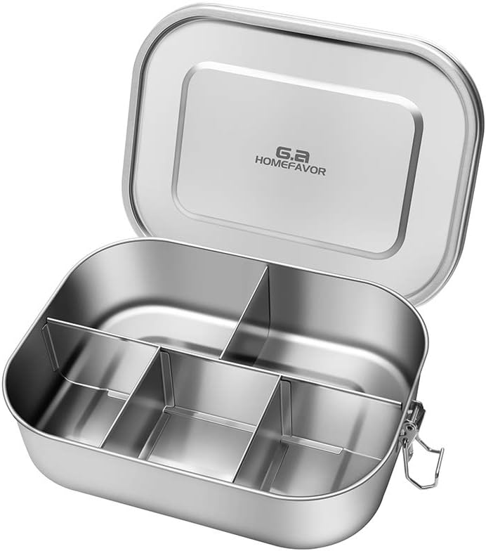 Lunchbox aus Edelstahl, Lebensmittelbehälter mit Fächern