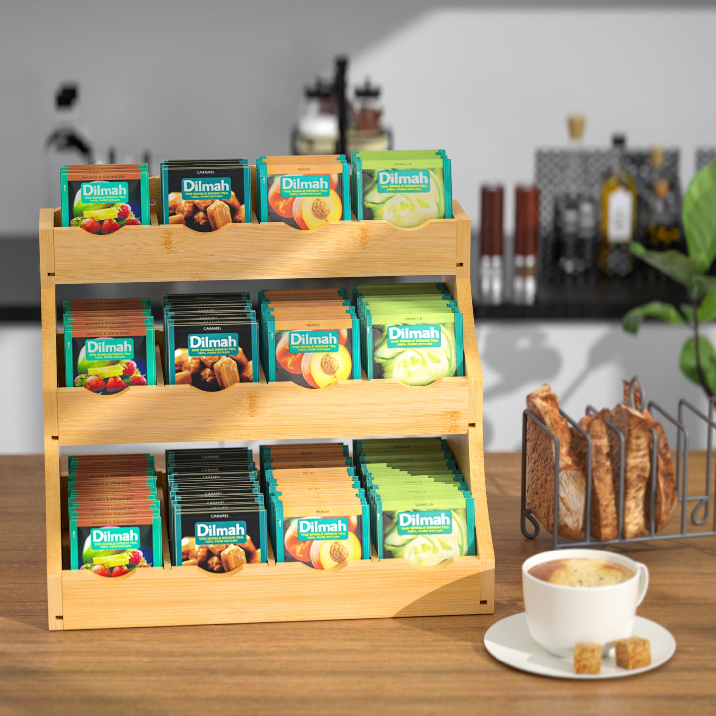 Premium Tea Bag Organizer | Mountain-Grown Hardwood & Adjustable Storage