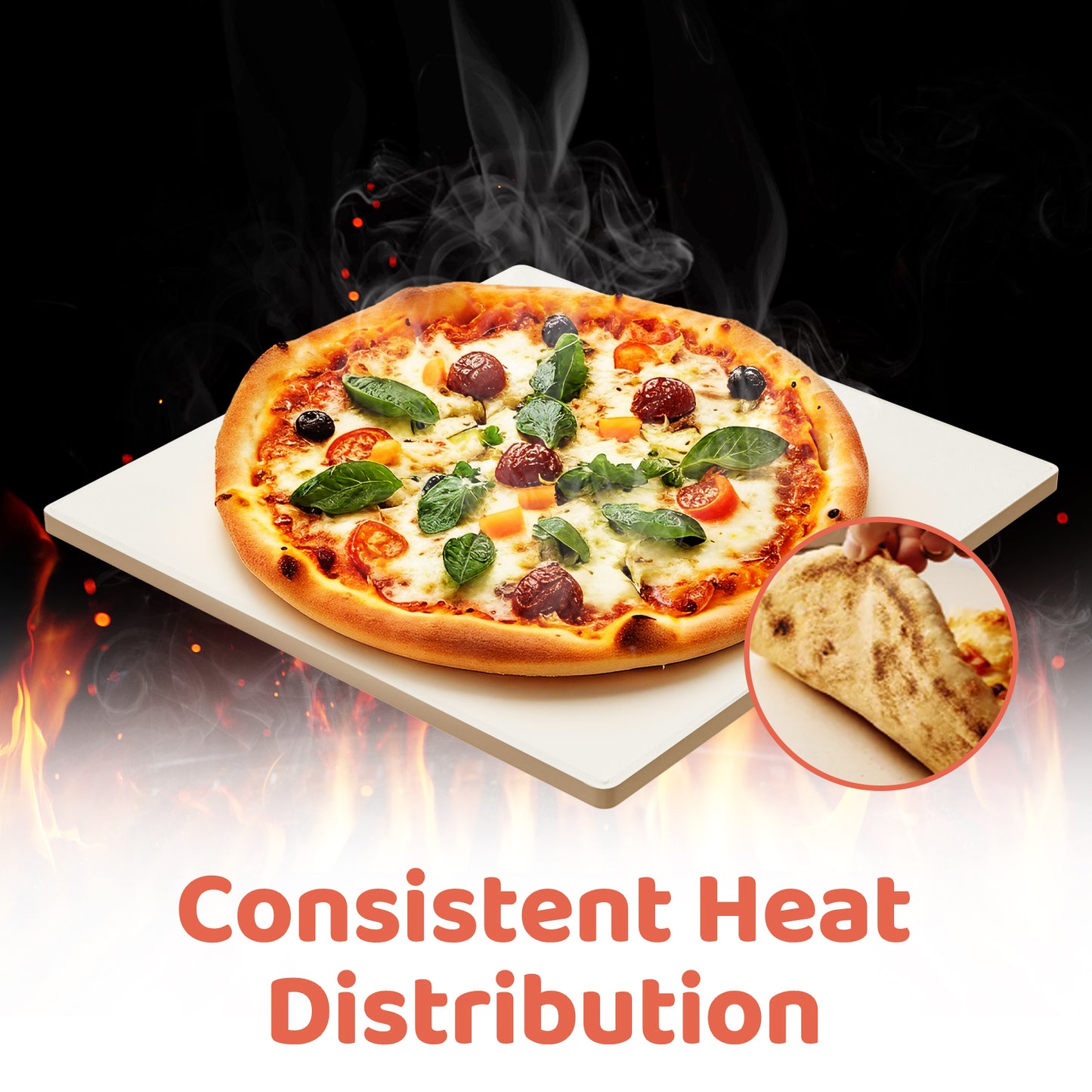 Professional Cordierite Pizza Stone - 32x32cm Baking Stone for Perfect Crusts