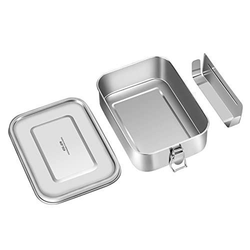 Ga HOMEFAVOR Unterteilter Lunchbehälter aus Edelstahl mit Verschlussclips