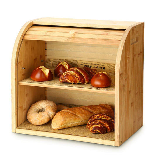 Double-Decker Bamboo Bread Bin - Self-Assembly Storage with Pet-Proof Freshness