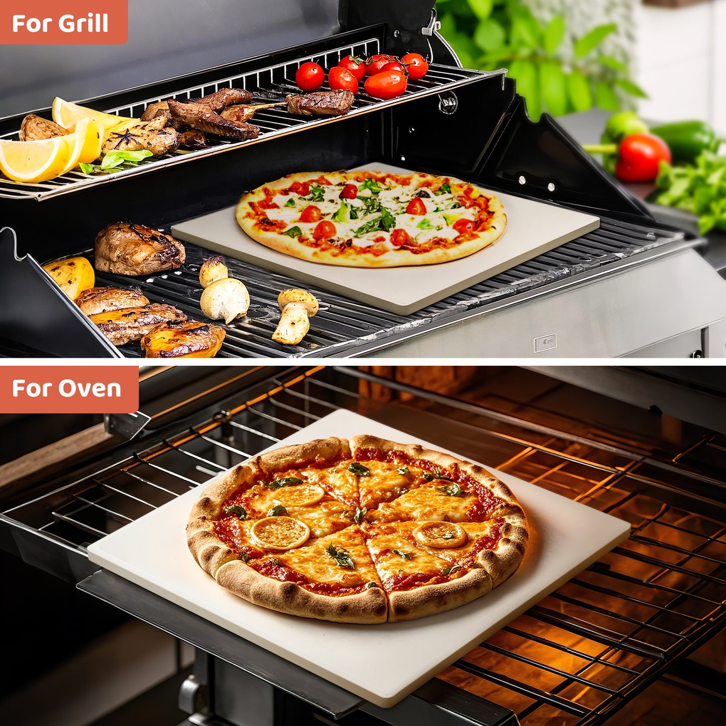Professional Cordierite Pizza Stone - 32x32cm Baking Stone for Perfect Crusts