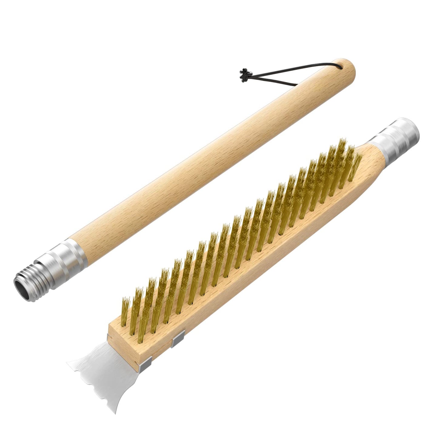Premium Pizza Oven Brush with Detachable Scraper & Beechwood Handle