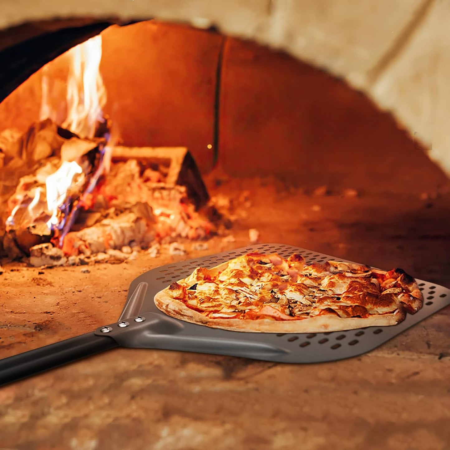 Professional 4-Piece Pizza Tool Kit - Hard-Anodized Aluminum Peels & Accessories for Wood-Fired Ovens