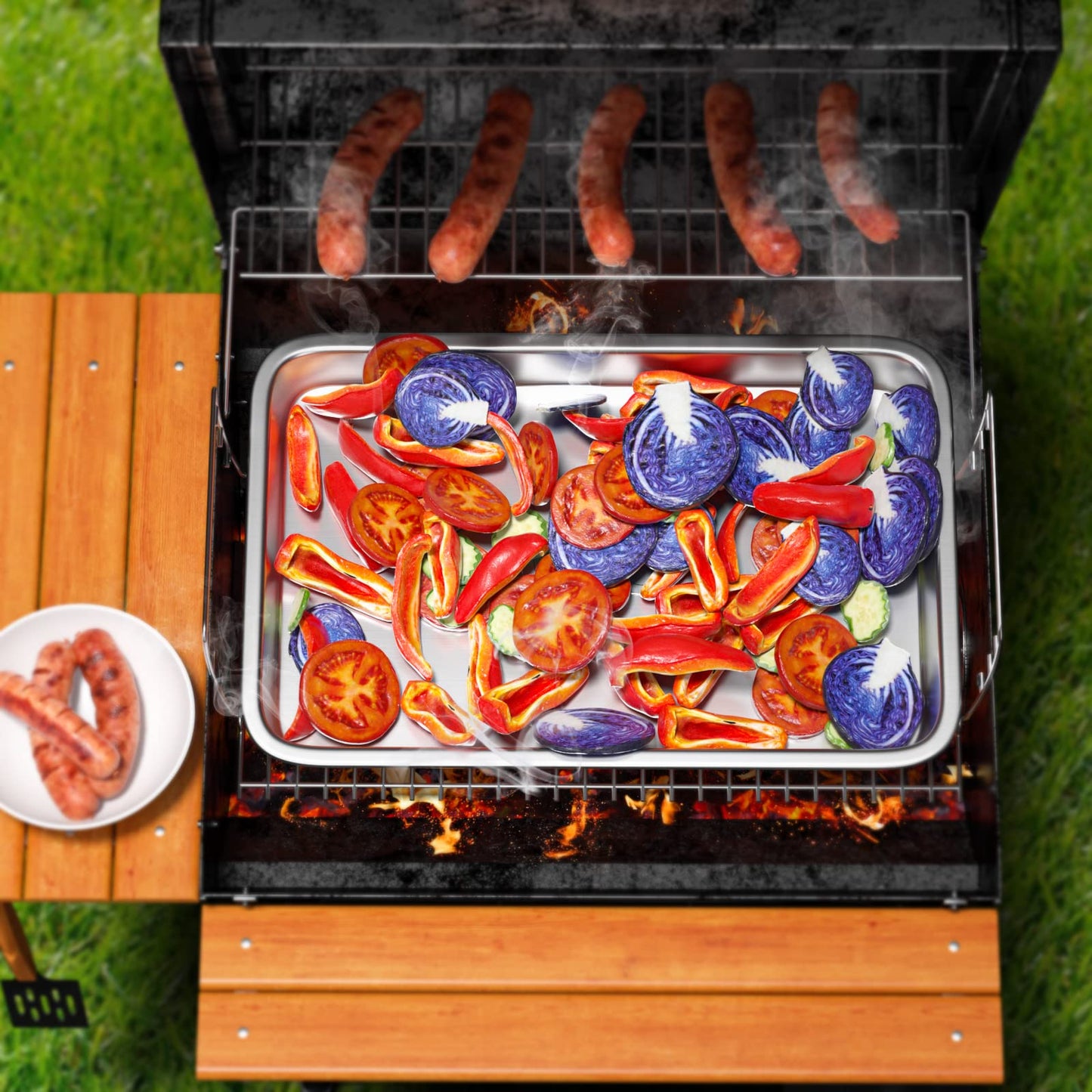 Industrial-Grade 3-Piece Grill Basket Set - Premium 430 Stainless Steel for All Cooking Surfaces