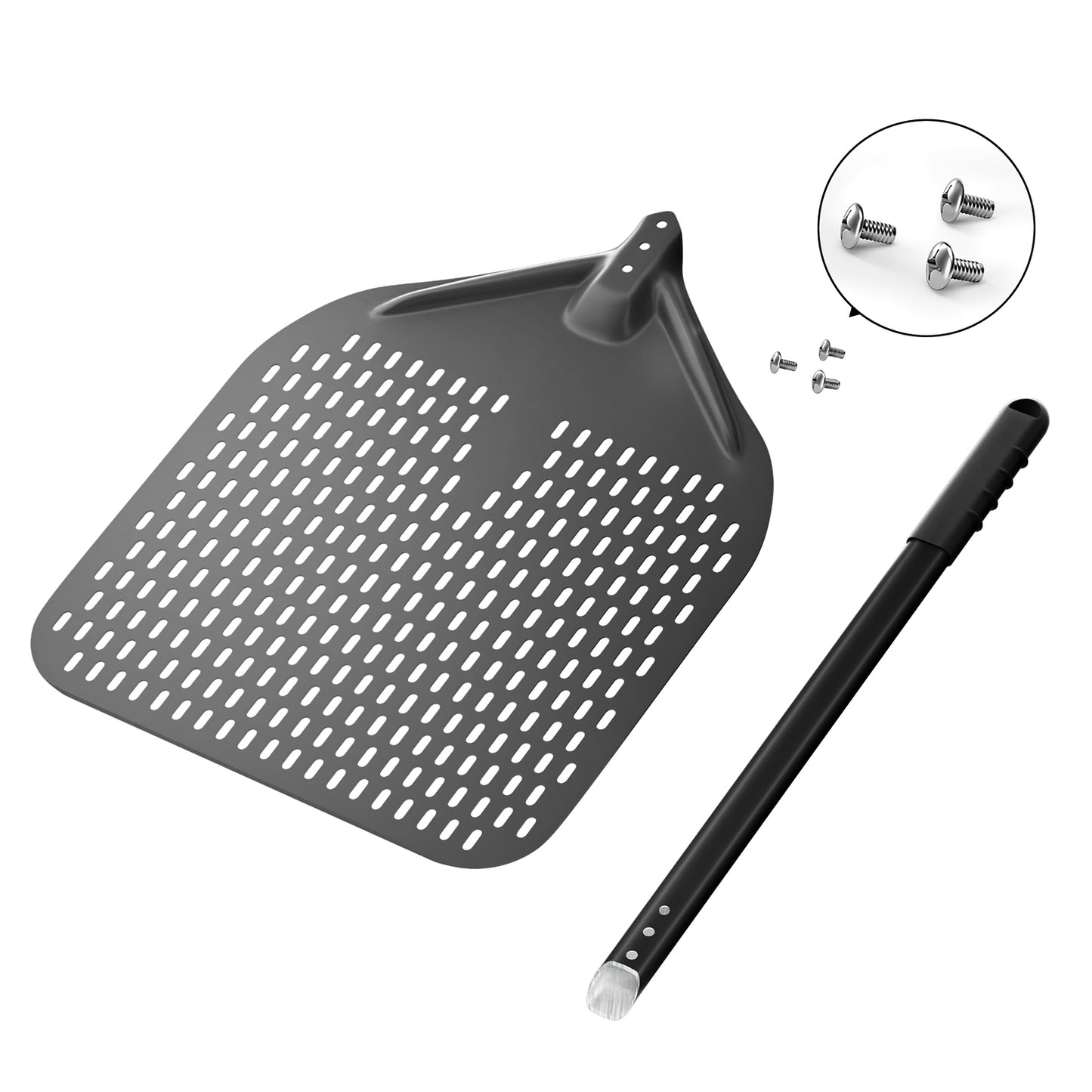 14" Professional Pizza Peel – Hard-Anodized Aluminum with Detachable Handle | Perforated Non-Stick Oven Shovel for Homemade Pizza & Bread | Compact Storage Design