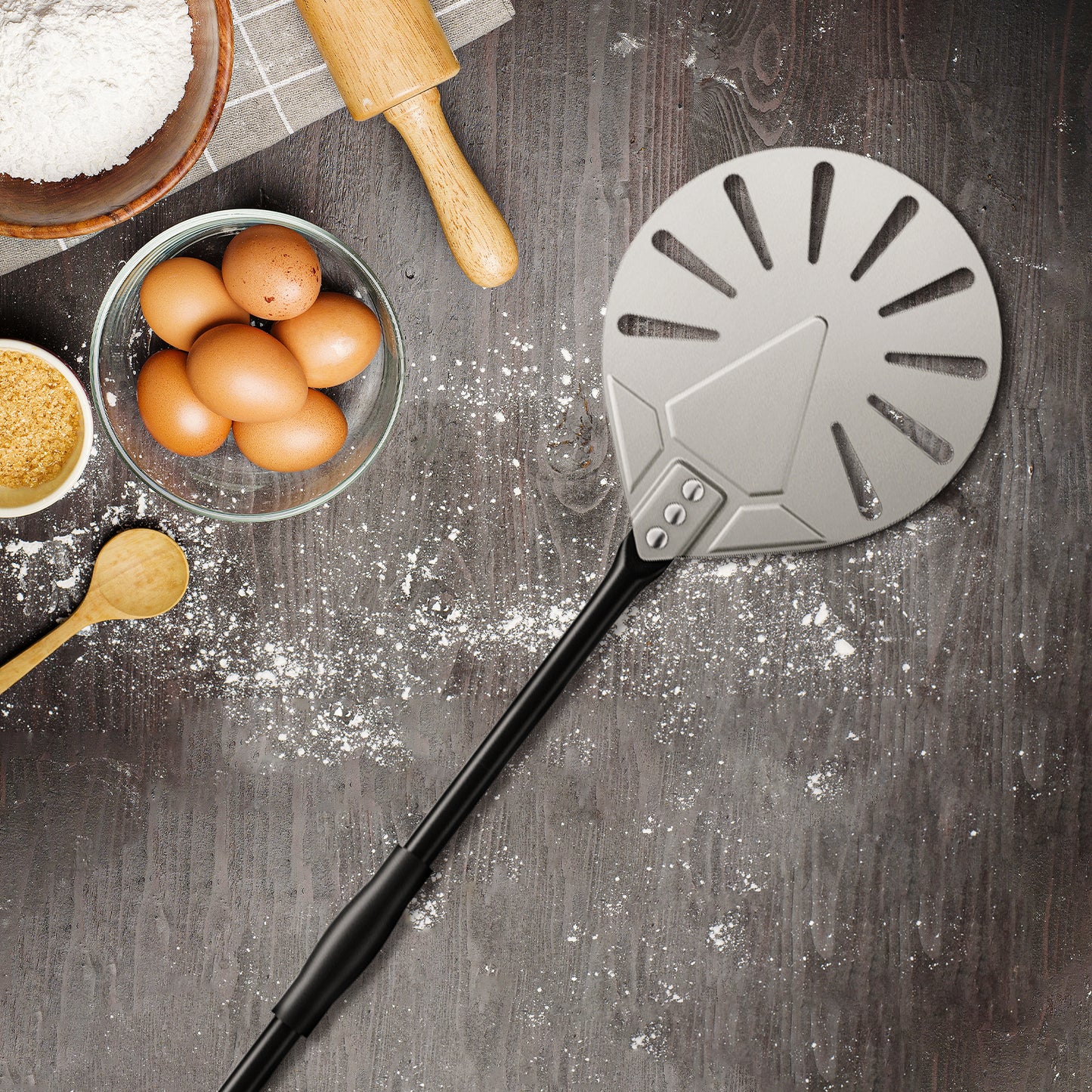 Premium-Pizzaschaufel-Set | Eloxiertes Aluminium & extralange Griffe