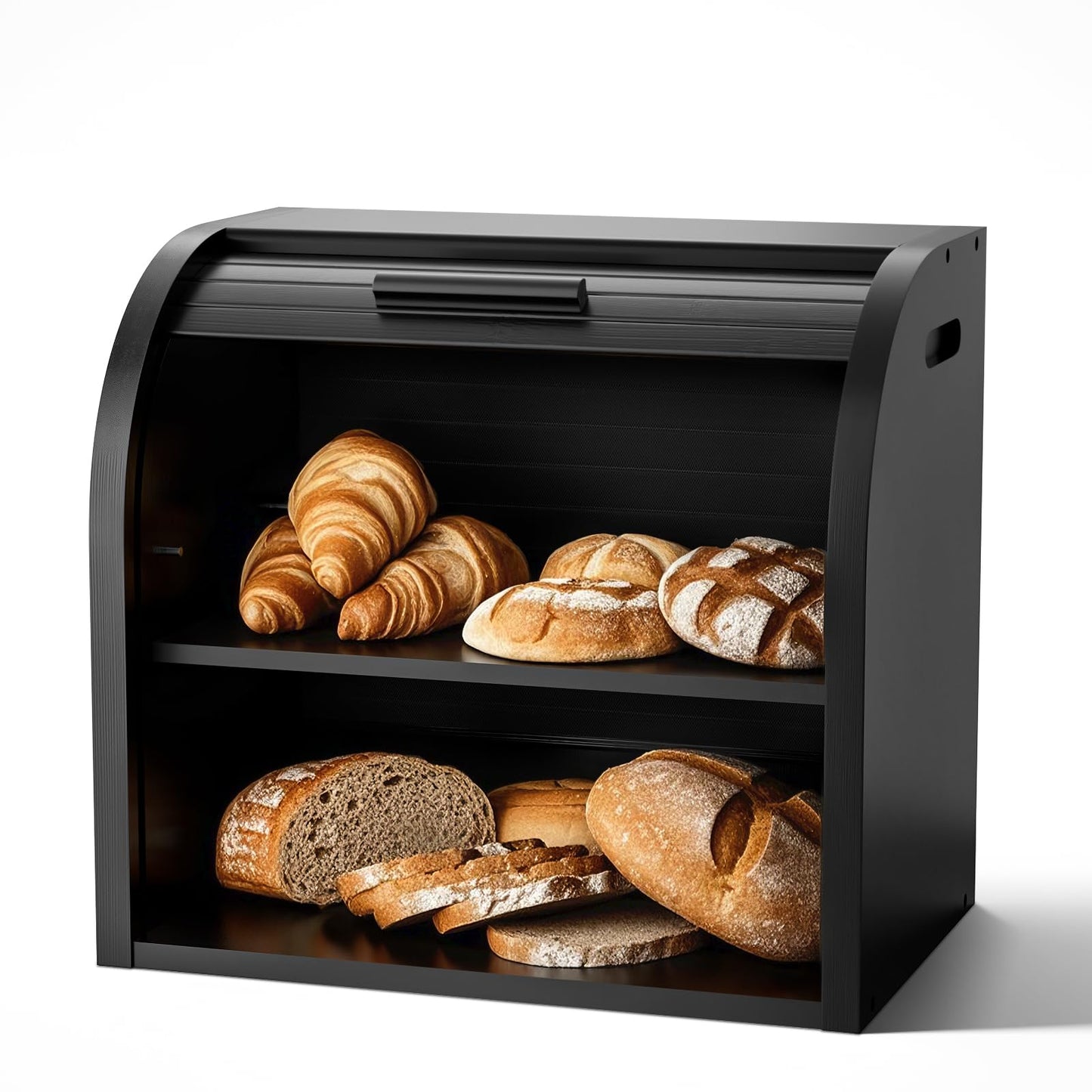 Double-Decker Bamboo Bread Bin - Self-Assembly Storage with Pet-Proof Freshness