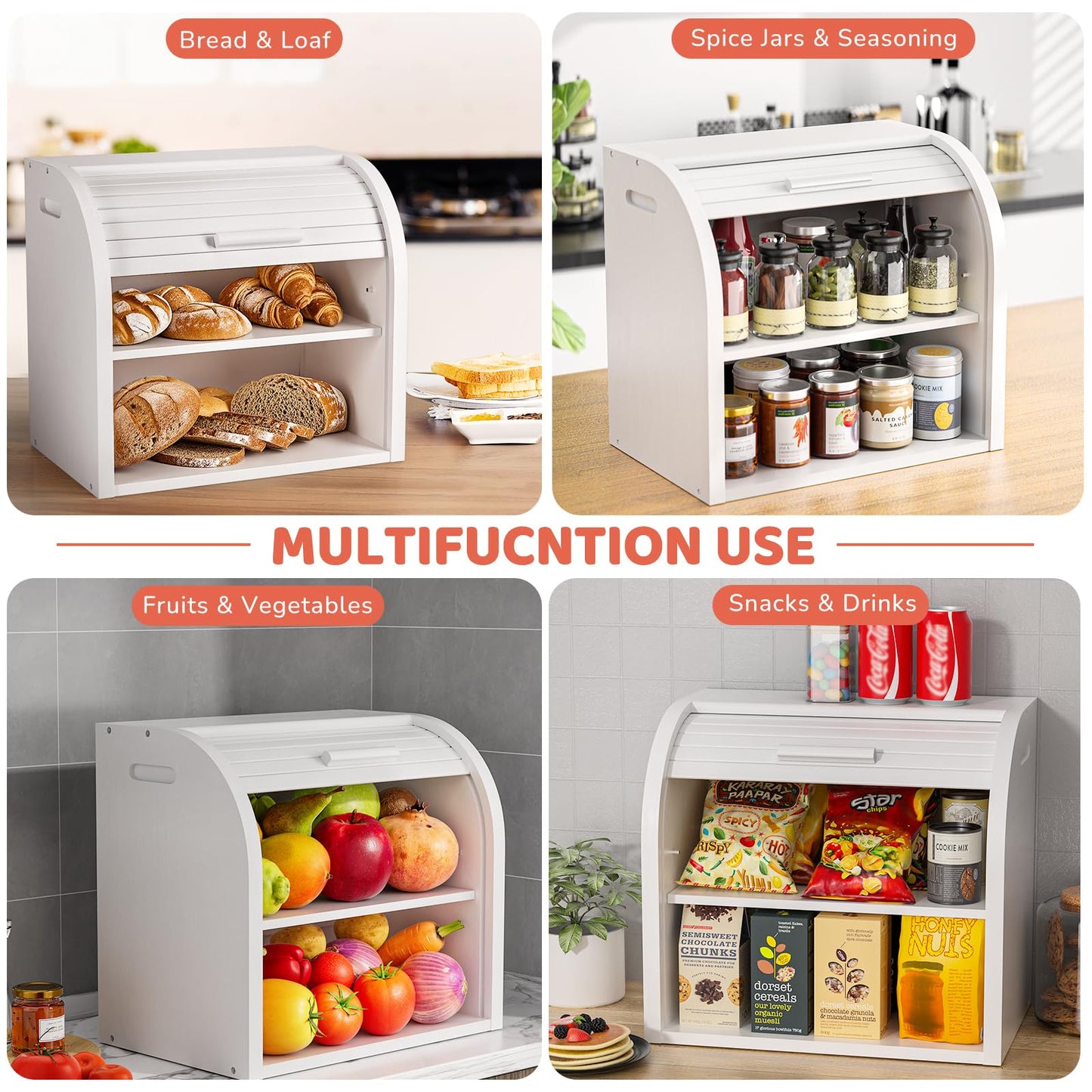Double-Decker Bamboo Bread Bin - Self-Assembly Storage with Pet-Proof Freshness