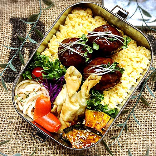 Ga HOMEFAVOR Unterteilter Lunchbehälter aus Edelstahl mit Verschlussclips