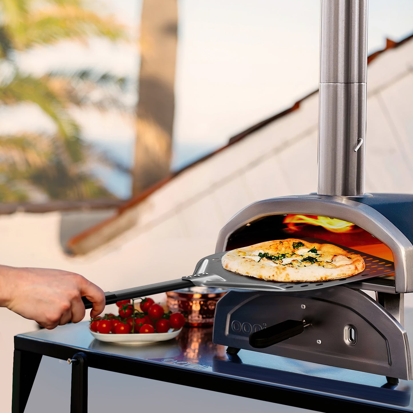 12" Professional Pizza Peel – Hard-Anodized Aluminum with Detachable Handle | Perforated Non-Stick Oven Shovel for Homemade Pizza & Bread | Compact Storage Design