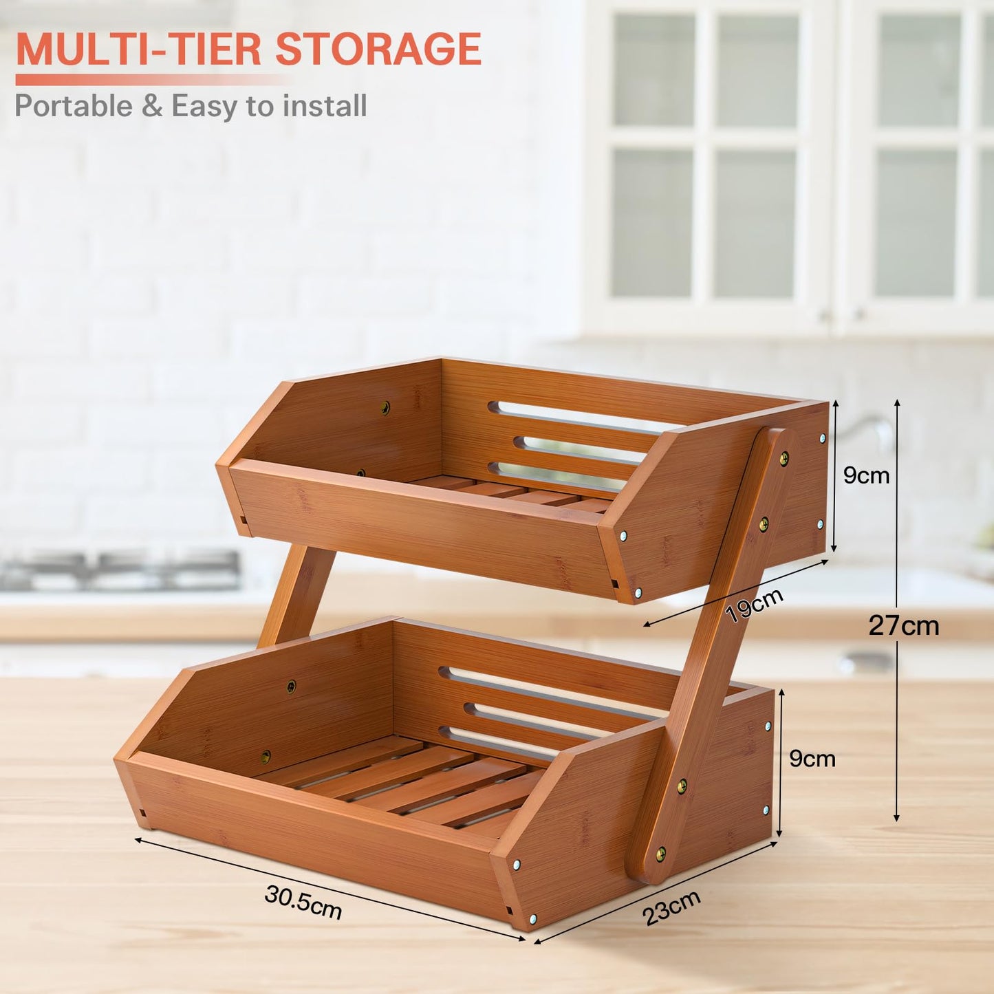 Food-Safe Mountain Bamboo Tiered Fruit Basket