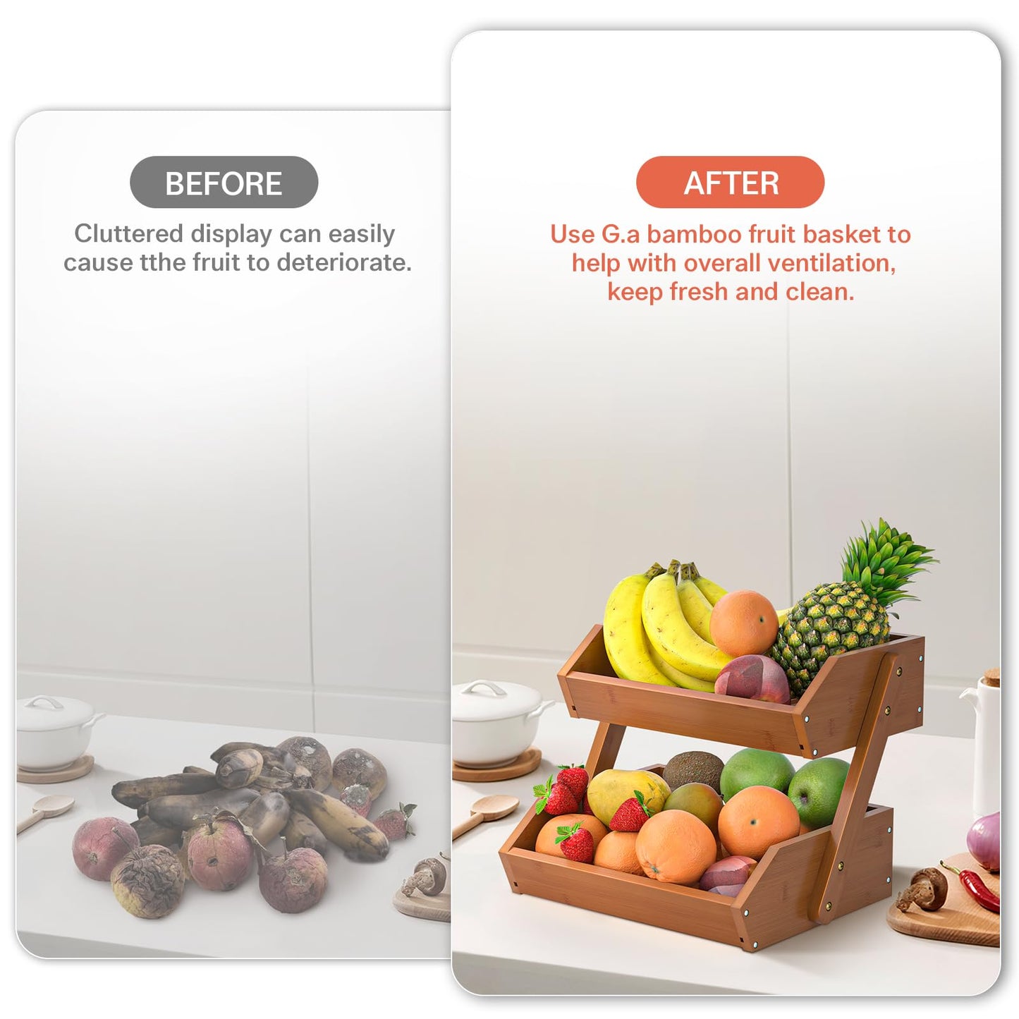 Food-Safe Mountain Bamboo Tiered Fruit Basket