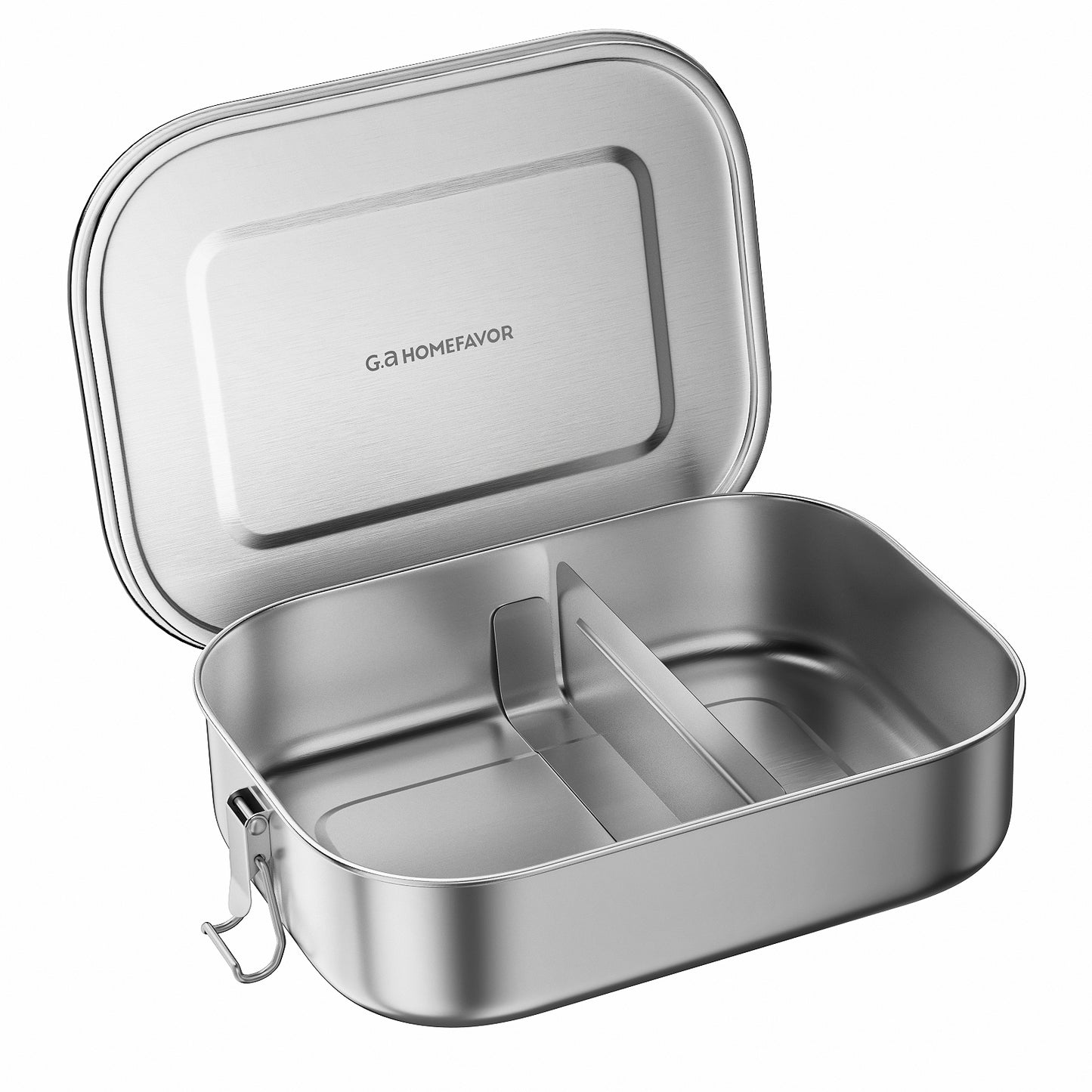 Ga HOMEFAVOR Unterteilter Lunchbehälter aus Edelstahl mit Verschlussclips