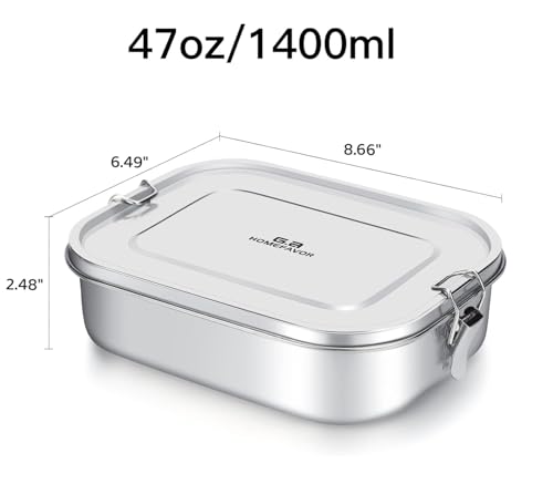 Ga HOMEFAVOR Unterteilter Lunchbehälter aus Edelstahl mit Verschlussclips