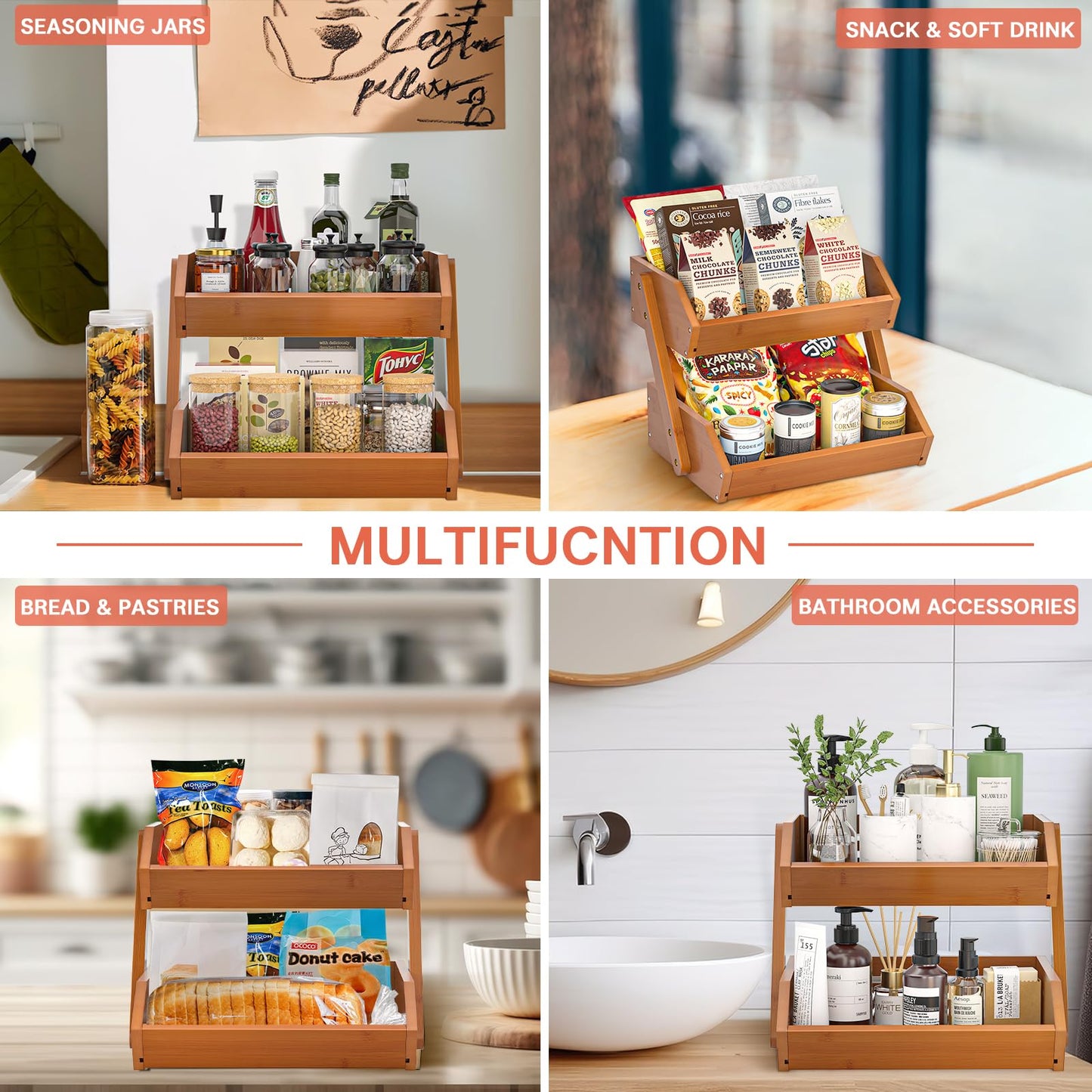 Food-Safe Mountain Bamboo Tiered Fruit Basket