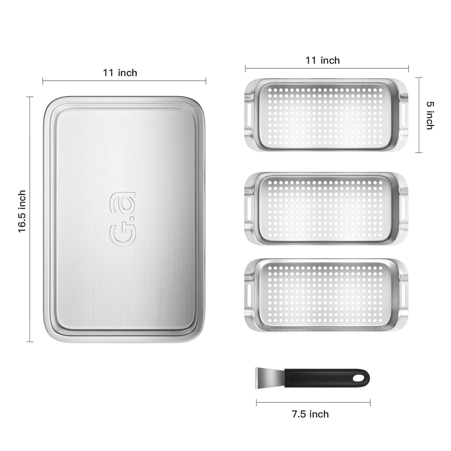 Industrial-Grade 3-Piece Grill Basket Set - Premium 430 Stainless Steel for All Cooking Surfaces