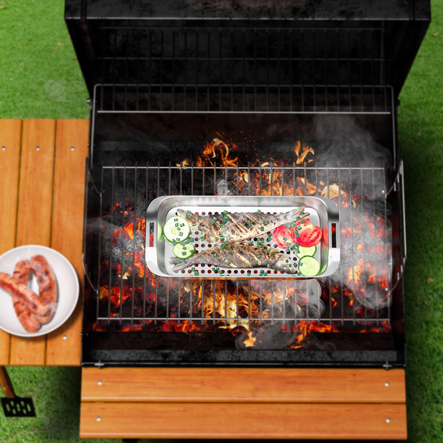 Industrial-Grade 3-Piece Grill Basket Set - Premium 430 Stainless Steel for All Cooking Surfaces