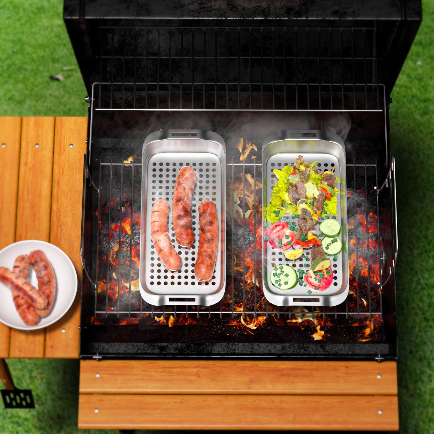 Industrial-Grade 3-Piece Grill Basket Set - Premium 430 Stainless Steel for All Cooking Surfaces