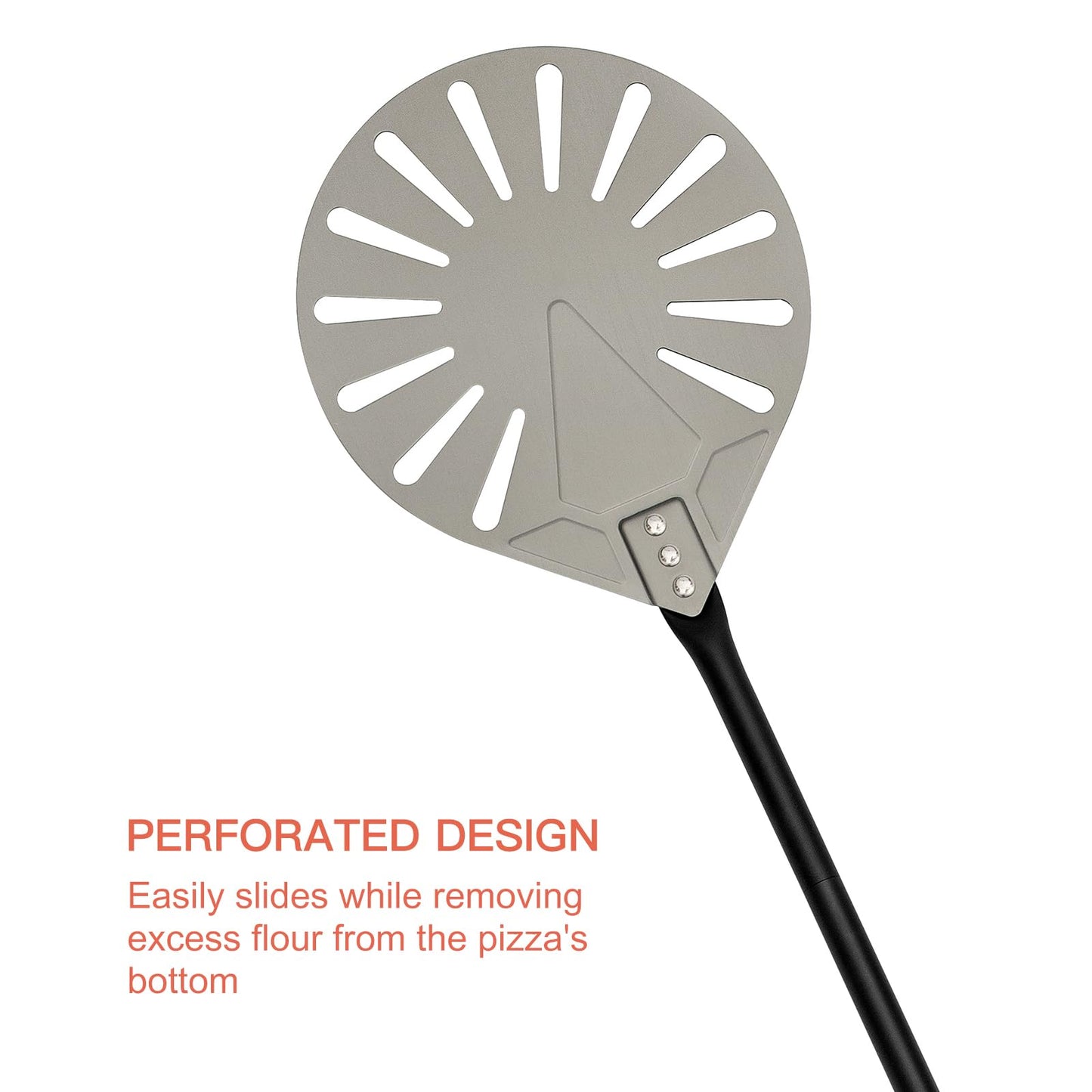 Aluminum Pizza Turning Peel with Extended Silcone Handle
