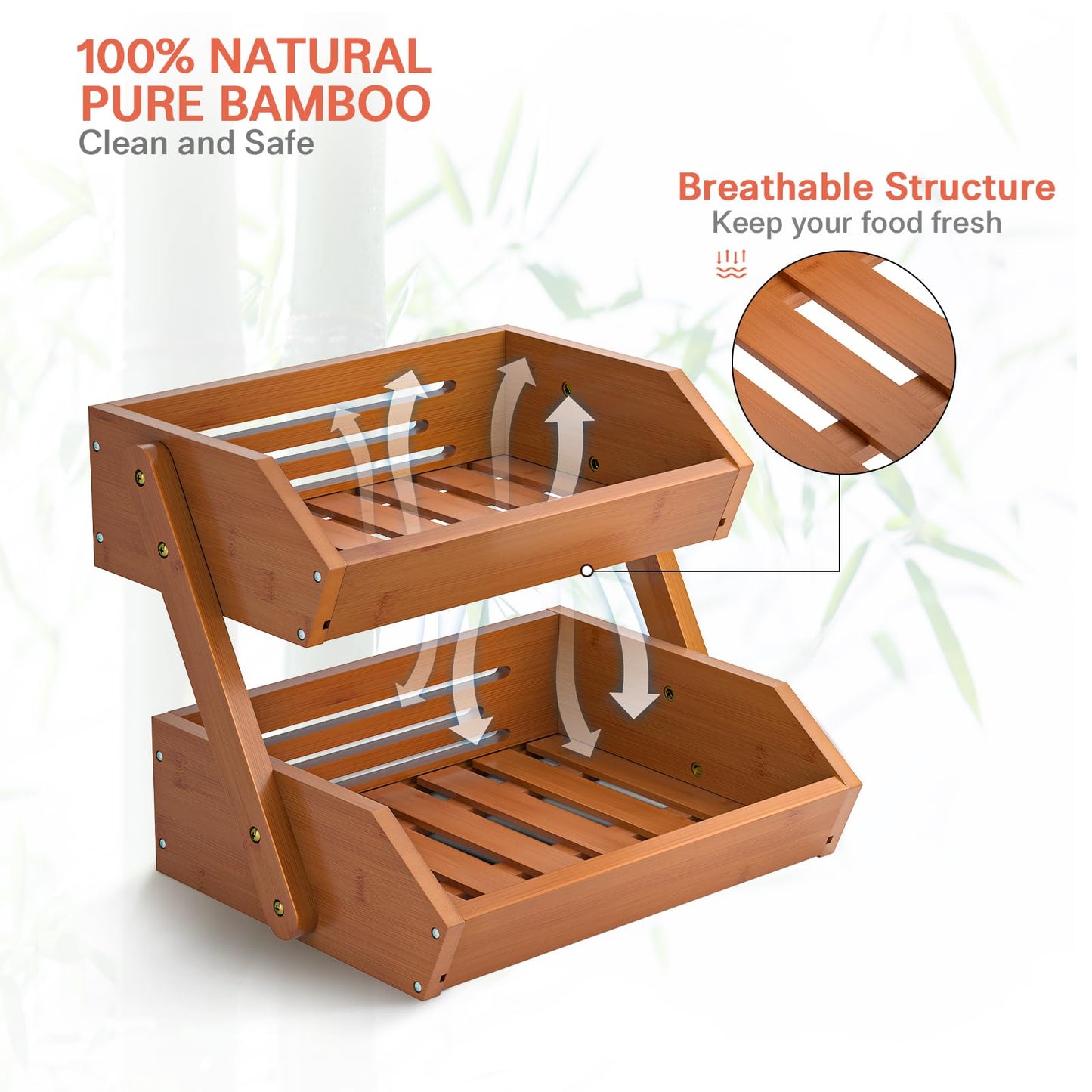 Food-Safe Mountain Bamboo Tiered Fruit Basket
