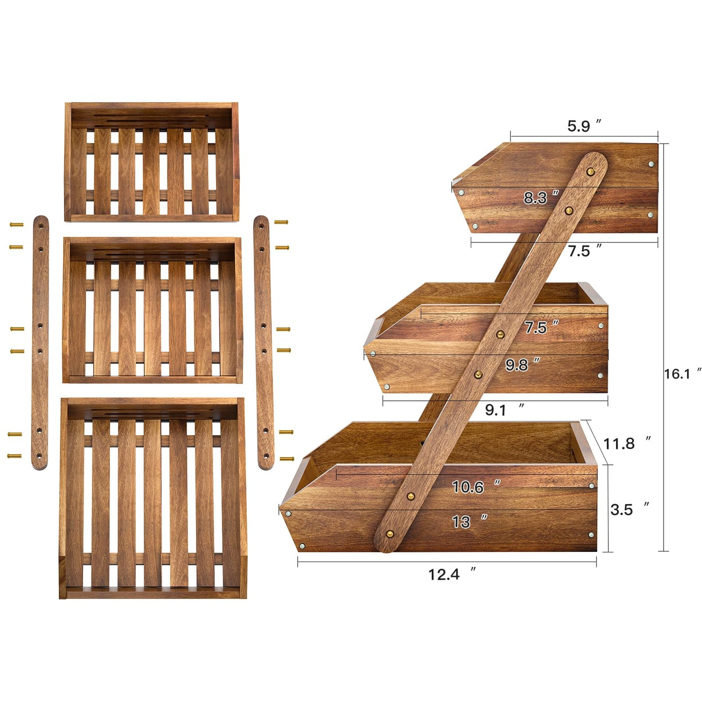3-Tier Space-Optimizing Tiered Fruit Basket with Natural Ventilation System