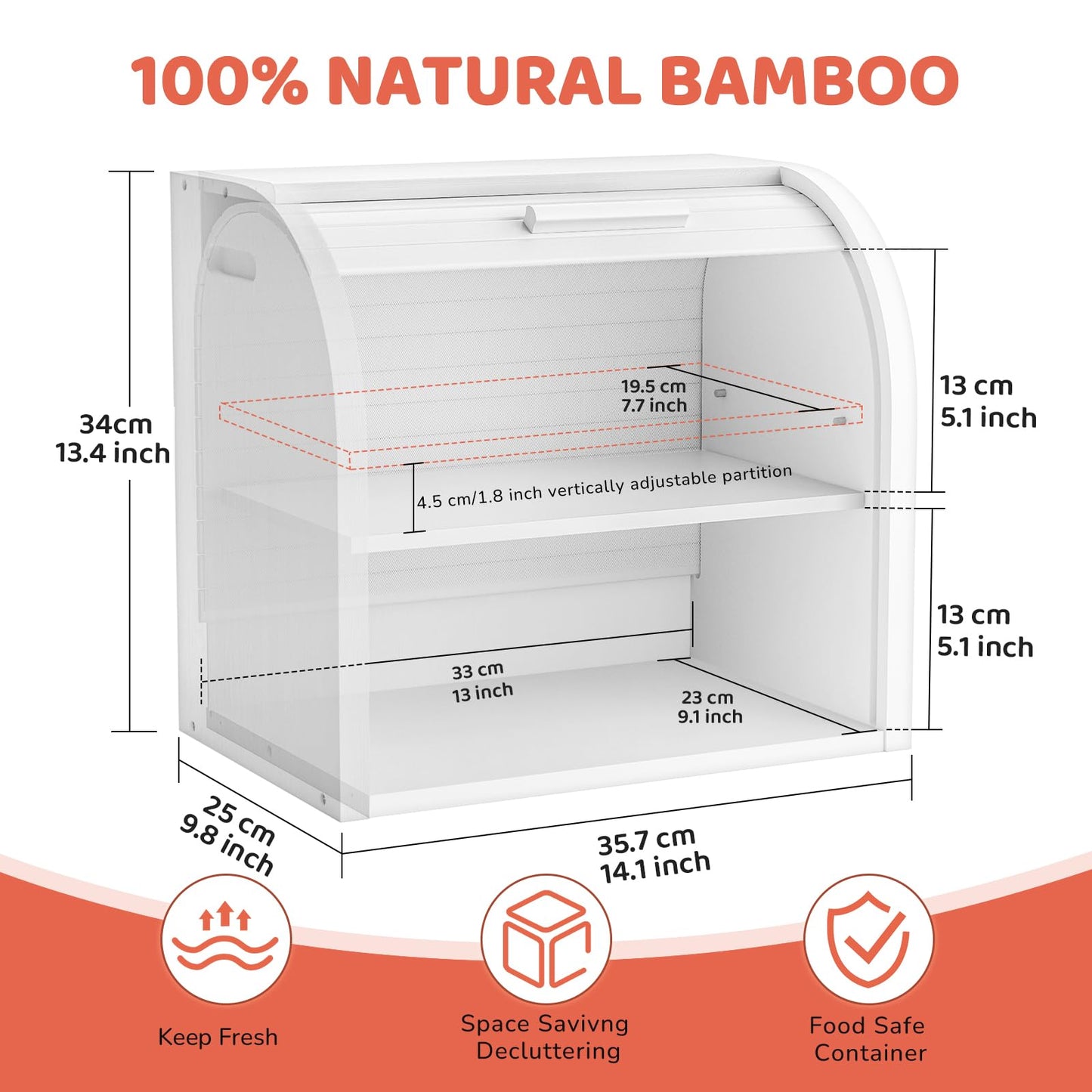Double-Decker Bamboo Bread Bin - Self-Assembly Storage with Pet-Proof Freshness