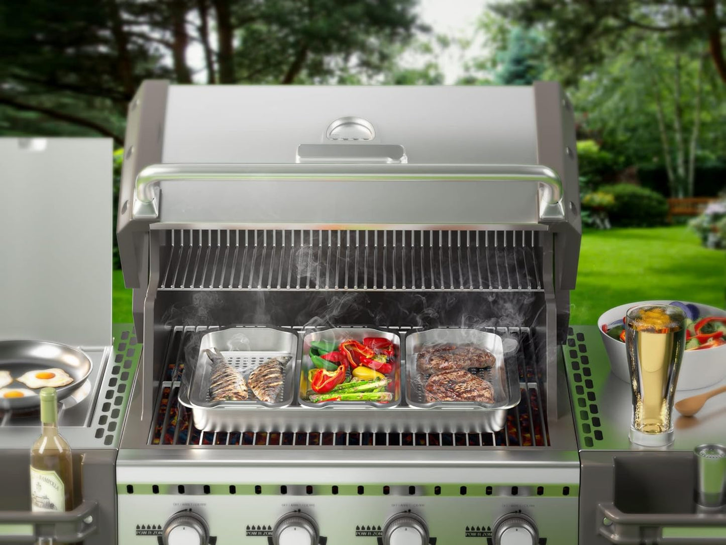 Industrial-Grade 3-Piece Grill Basket Set - Premium 430 Stainless Steel for All Cooking Surfaces