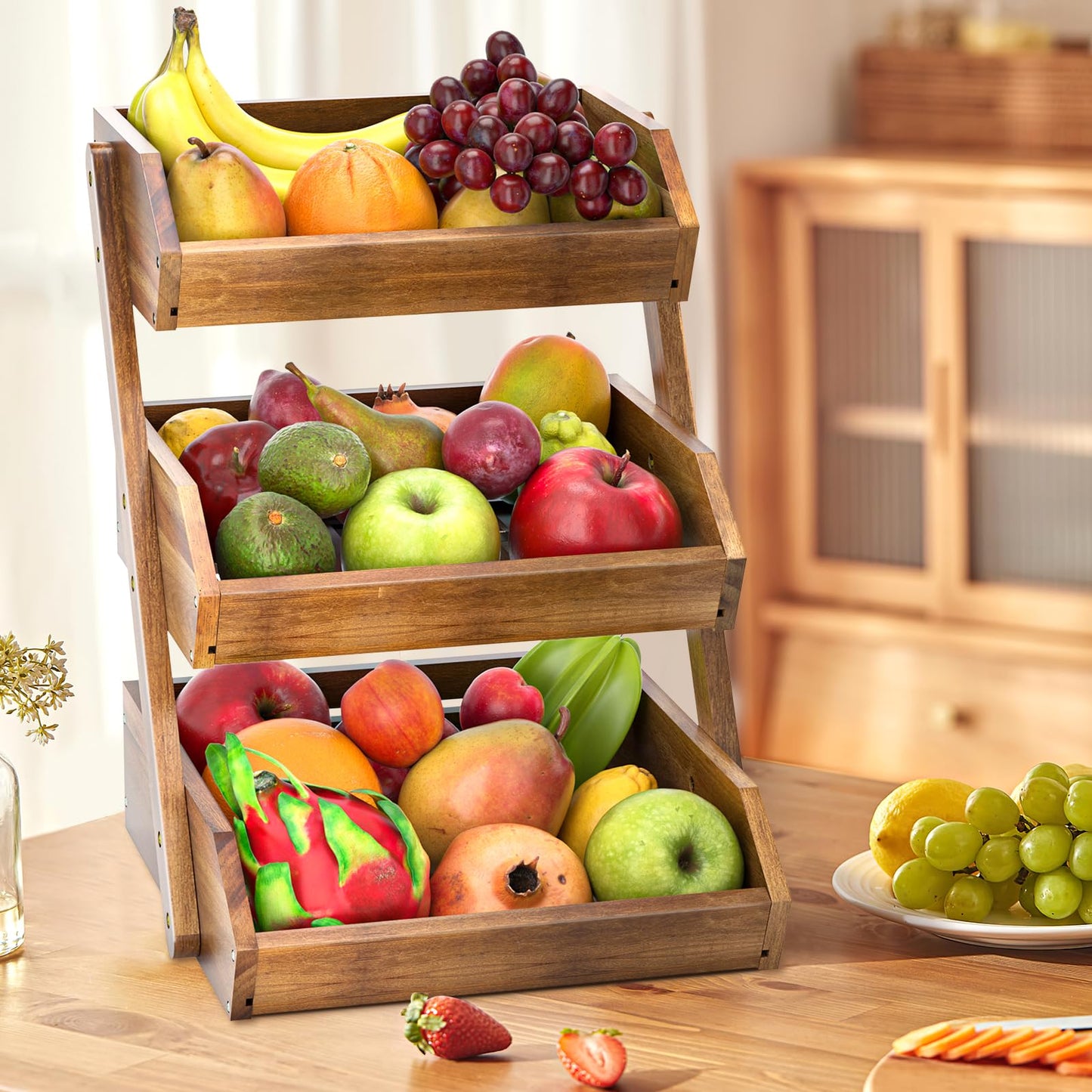 3-Tier Space-Optimizing Tiered Fruit Basket with Natural Ventilation System