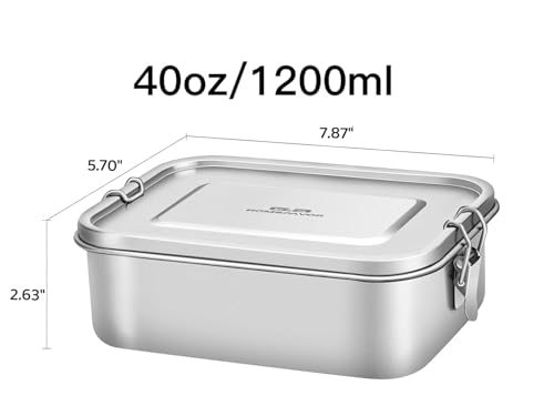 Ga HOMEFAVOR Unterteilter Lunchbehälter aus Edelstahl mit Verschlussclips