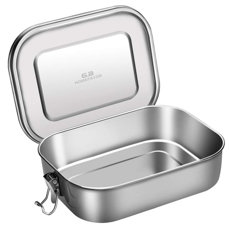 G.a HOMEFAVOR Stainless Steel Lunch Box Large Metal Bento Box 1400ml Food Container with Lock Clips