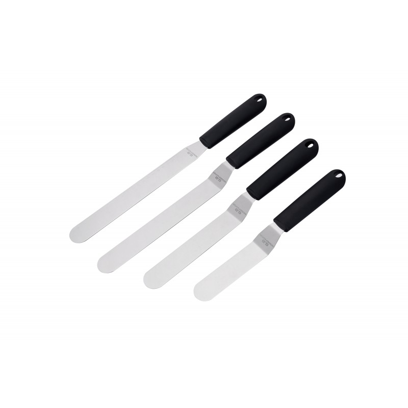 G.a HOMEFAVOR Cake Spatula Palette Knife Set, Angled Stainless Steel Icing Spatula Set, Set of 4 Offset Cake Decorating Spatula Knives with Non-Slip Polypropylene Handle