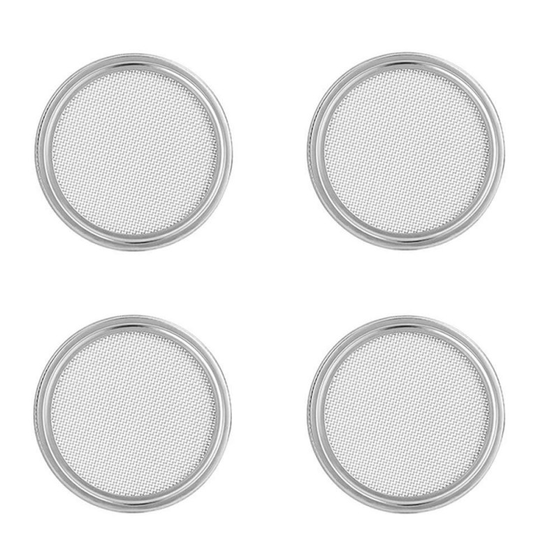 G.a HOMEFAVOR Stainless Steel Sprouting Jar Lids, Mesh Strainer Seed Germinator Lid Kit for Wide Mouth Mason Jars- Growing Sprouts at Home