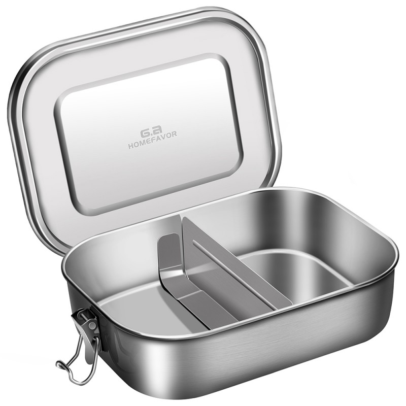G.a HOMEFAVOR Stainless Steel Lunch Box Metal Bento Box 1400ml Food Container with Compartments