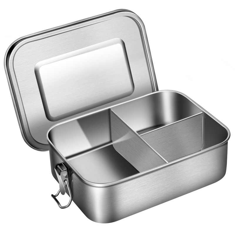 Leak Proof Stainless Steel Bento Box Metal Lunch Container with 3-Compartment, 1200ML, Perfect for Snacks and Salad, Dishwasher Safe