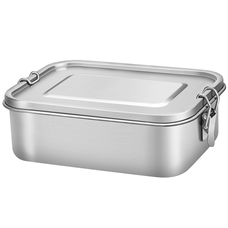 G.a HOMEFAVOR Stainless Steel bento lunch box Container with Lock Clips Design, 1200ML Metal Lunch Box Containers for Kids or Adults- Dishwasher Safe - Stainless Lid - Leak Proof (No Compartments)
