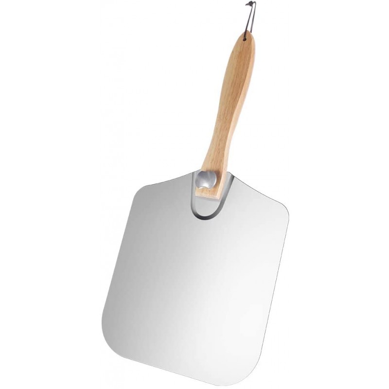 G.a HOMEFAVOR Pizza Peel Aluminum Metal Pizza Paddle Lifter with Foldable Wooden Handle, 35.5 x 31.5 cm