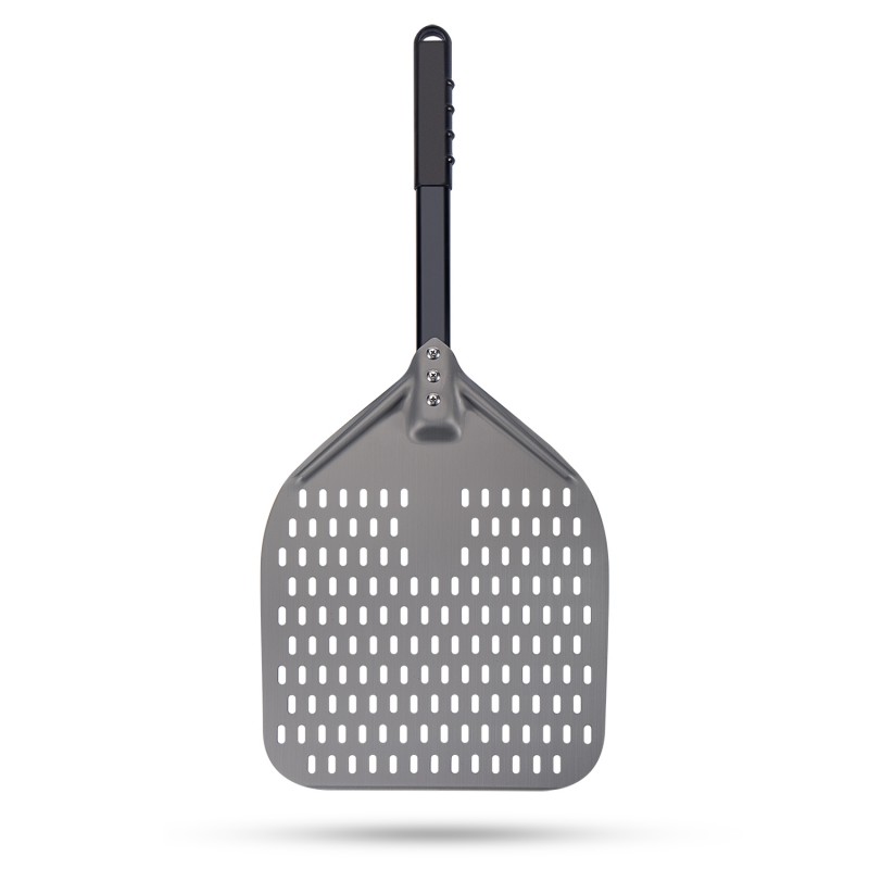 Perforated Pizza Peel, 12 x 14 Inch Rectangular Pizza Turning Peel, Professional Anodized Aluminum Turning Pizza Paddle, 26 inch overall