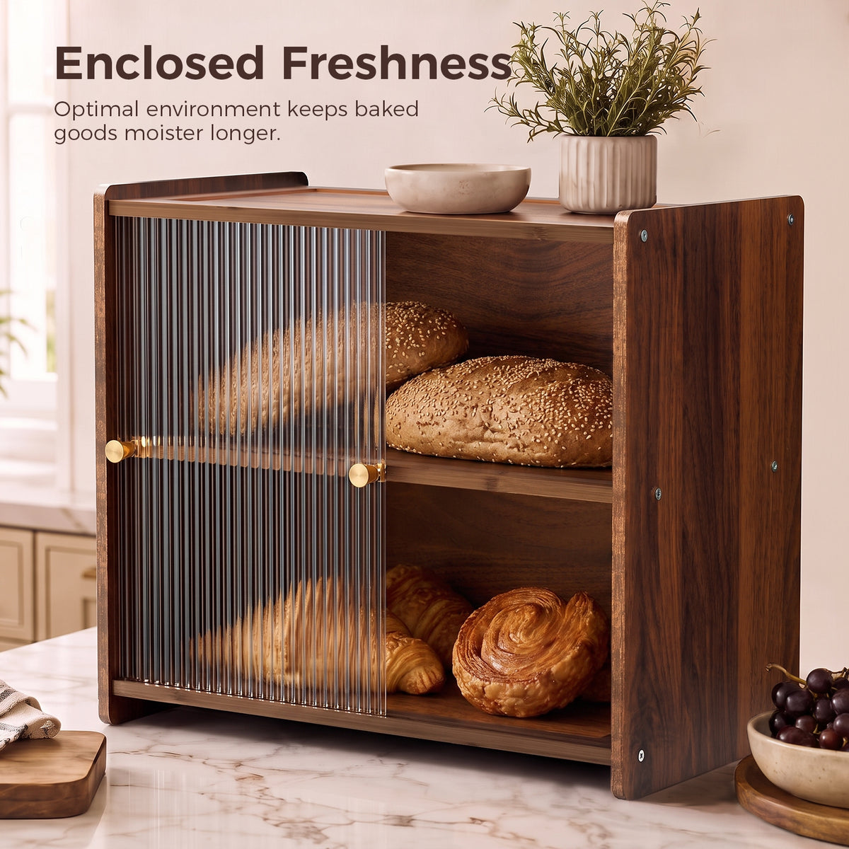 G.a HOMEFAVOR Sliding-Door Bread Box